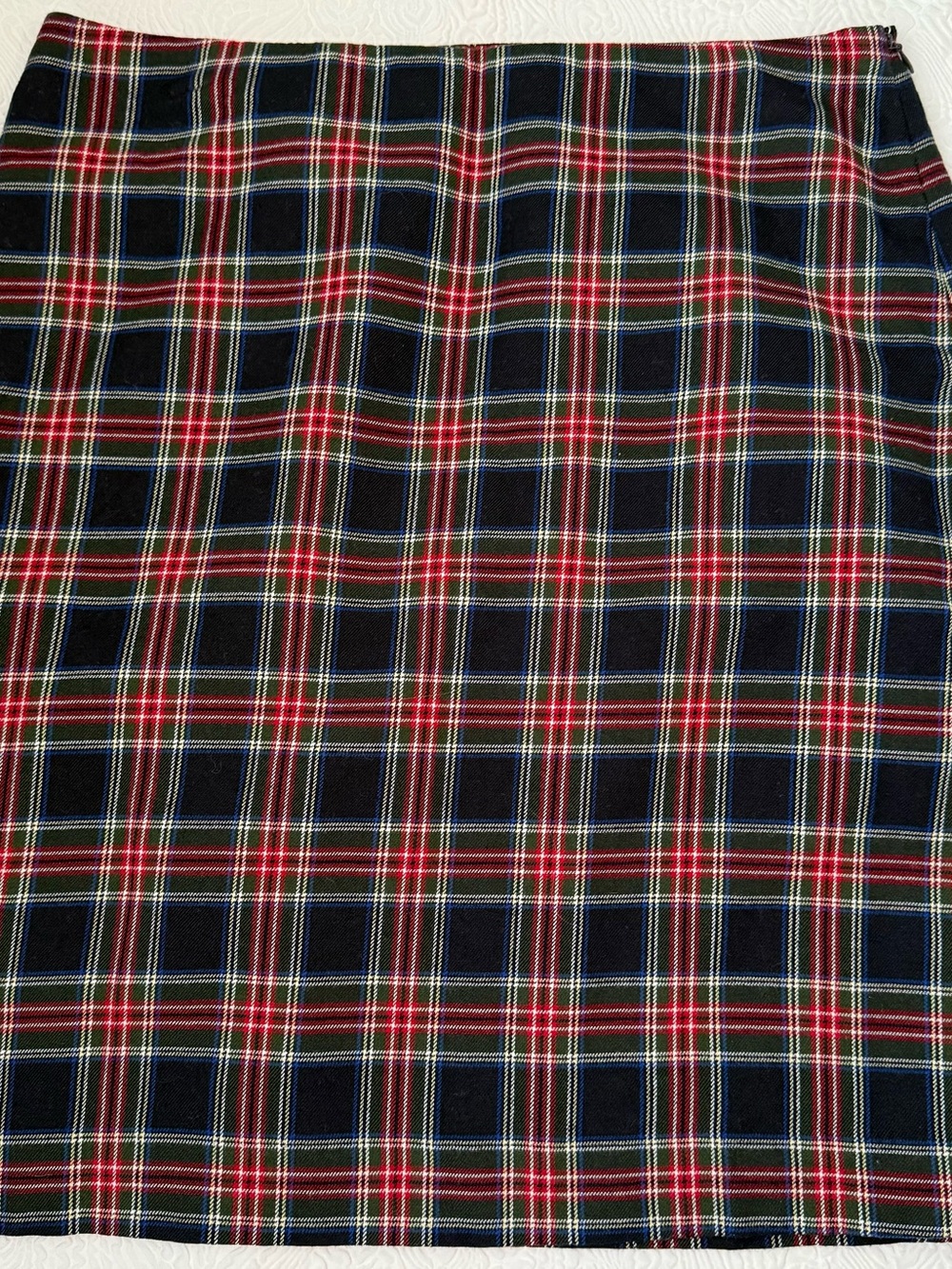 Talbots Navy Plaid Pencil Skirt with Red & Blue Windowpane